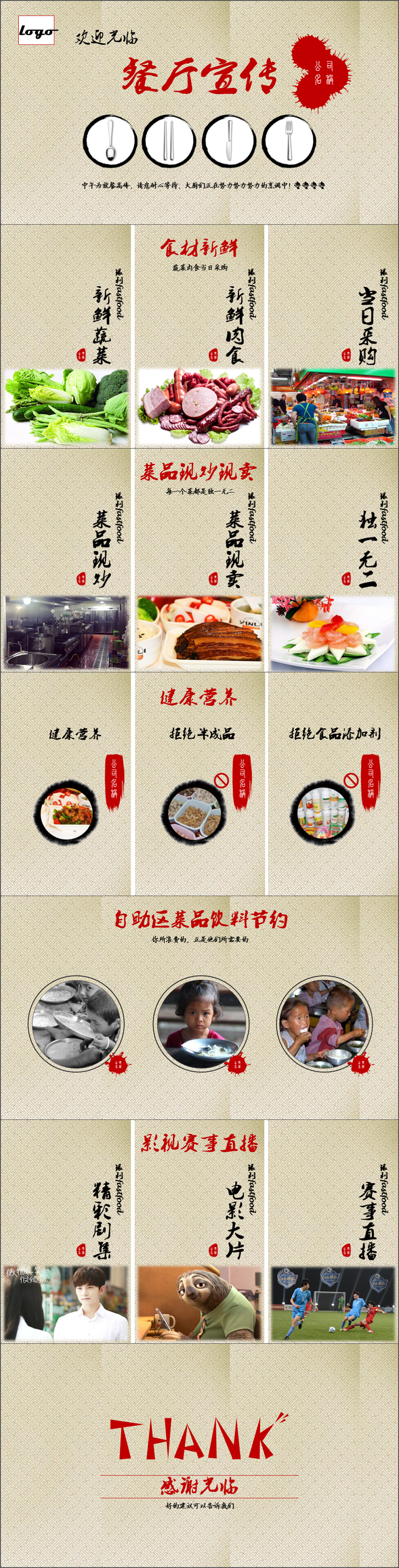 餐飲美食餐館餐廳宣傳介紹PPT模板