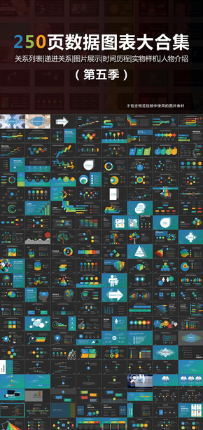 250頁彩色扁平化數(shù)據(jù)圖表大合集PPT第五季