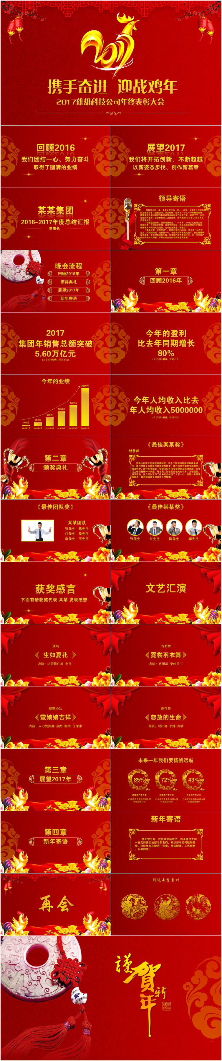 【雄雄出品】2017年年會盛典暨頒獎晚會PPT模板（黃金）