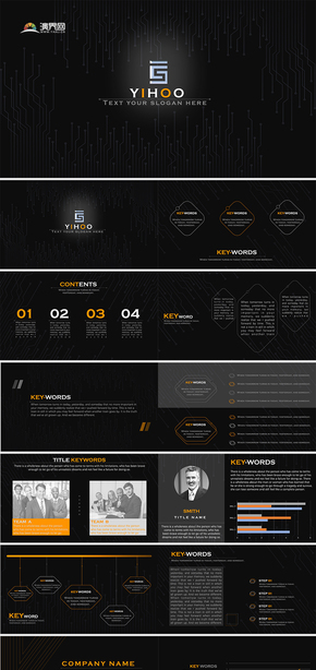 酷黑極簡金線條企業(yè)品牌形象展示PPT方案