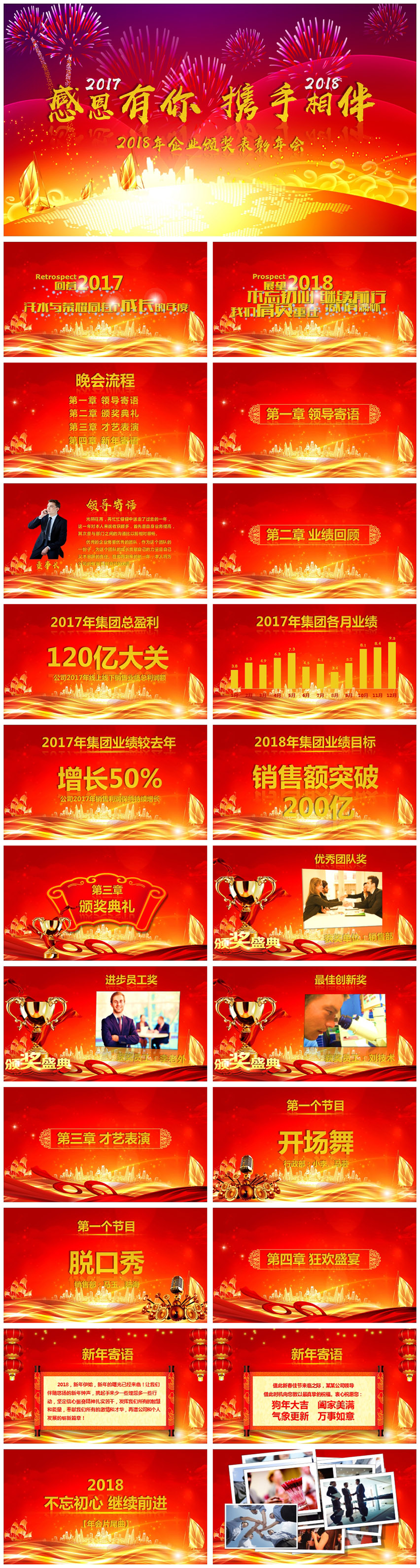 紅色喜慶2018年狗年頒獎(jiǎng)表彰年會動態(tài)PPT模板