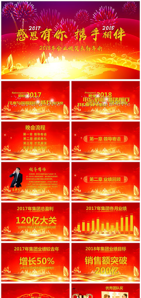 紅色喜慶2018年狗年頒獎(jiǎng)表彰年會(huì)動(dòng)態(tài)PPT模板