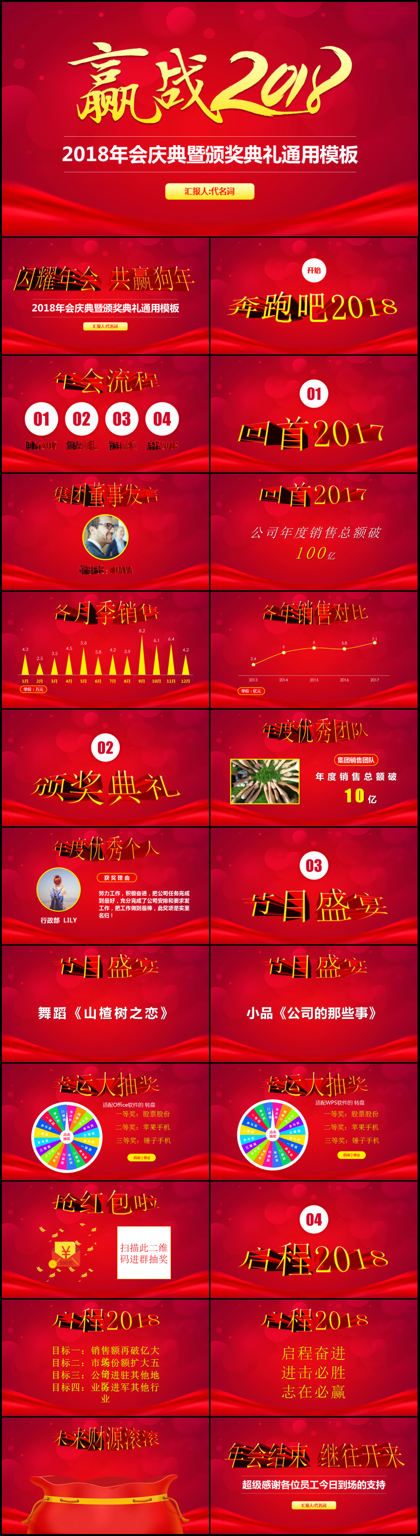 大氣狗年年會贏戰(zhàn)2018春節(jié)晚會PPT模板