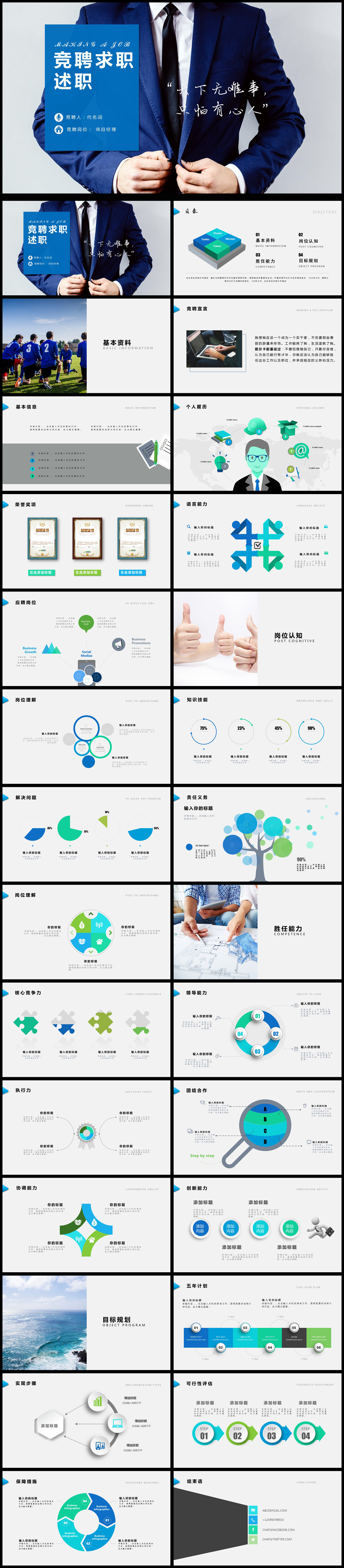 創(chuàng)意藍(lán)色個(gè)人求職簡(jiǎn)歷崗位競(jìng)聘報(bào)告PPT模板