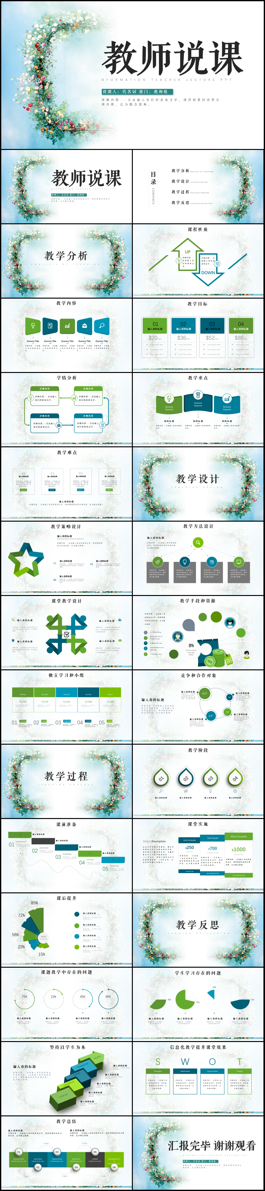 教育教學課程設計教師說課PPT模板