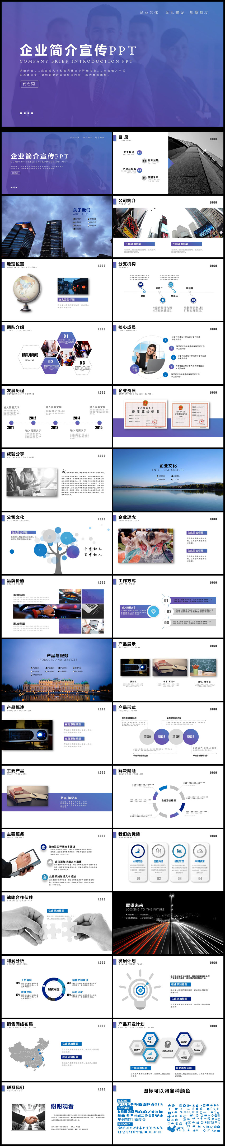 藍色大氣公司簡介企業(yè)文化宣傳PPT模板