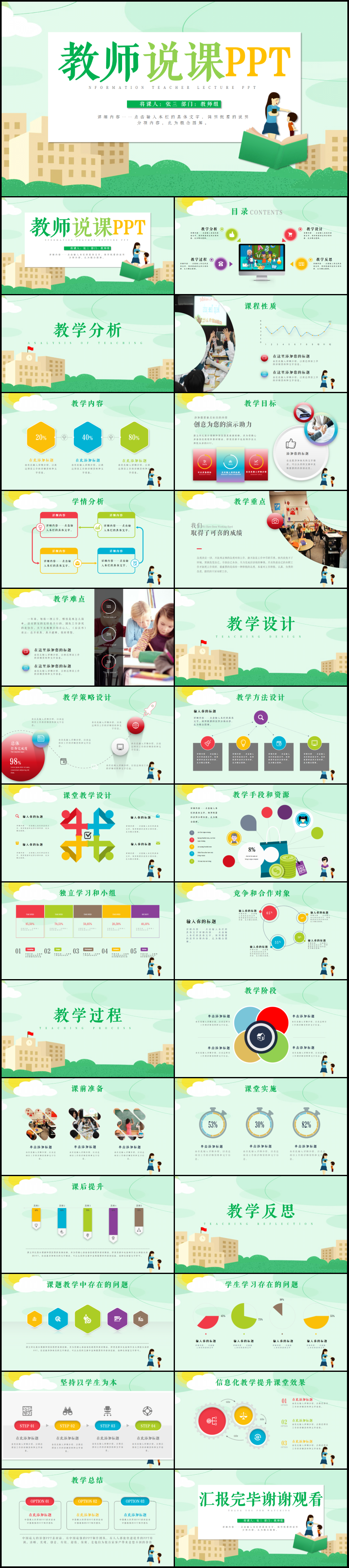 教師工作匯報教育培訓(xùn)說課PPT模板