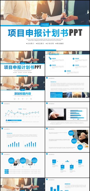2018年藍(lán)色項(xiàng)目申報(bào)計(jì)劃書PPT模板
