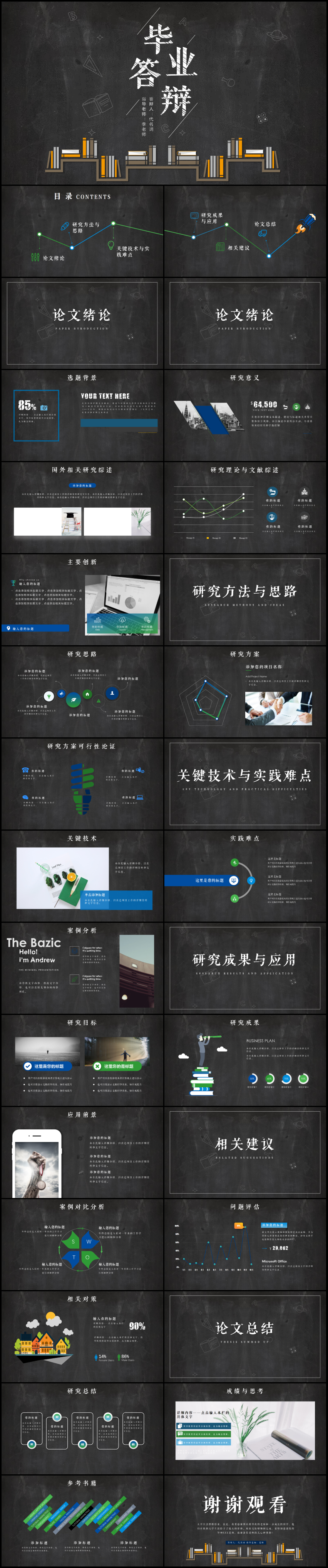 黑板背景畢業(yè)設(shè)計(jì)論文答辯PPT模板