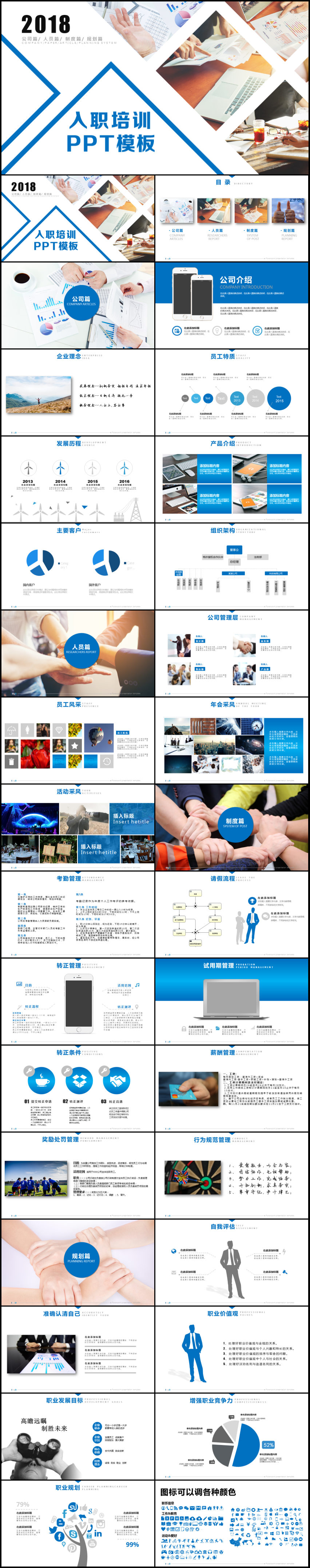 2018年商務(wù)入職培訓(xùn)通用PPT動態(tài)模板