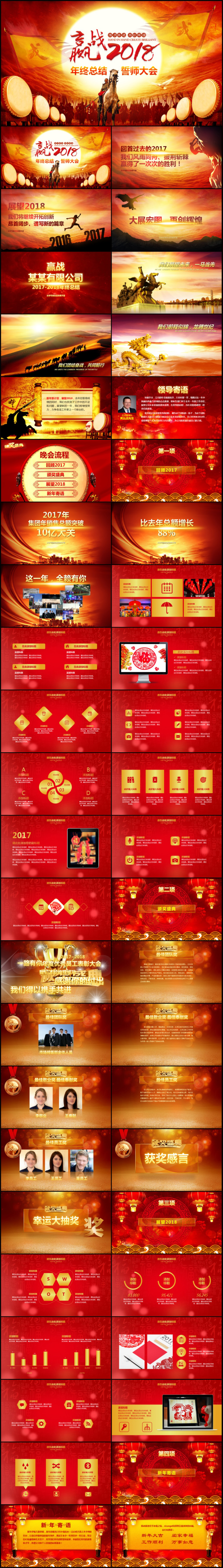 2018年紅色時(shí)尚大氣創(chuàng)意年會(huì)頒獎(jiǎng)典禮ppt模板