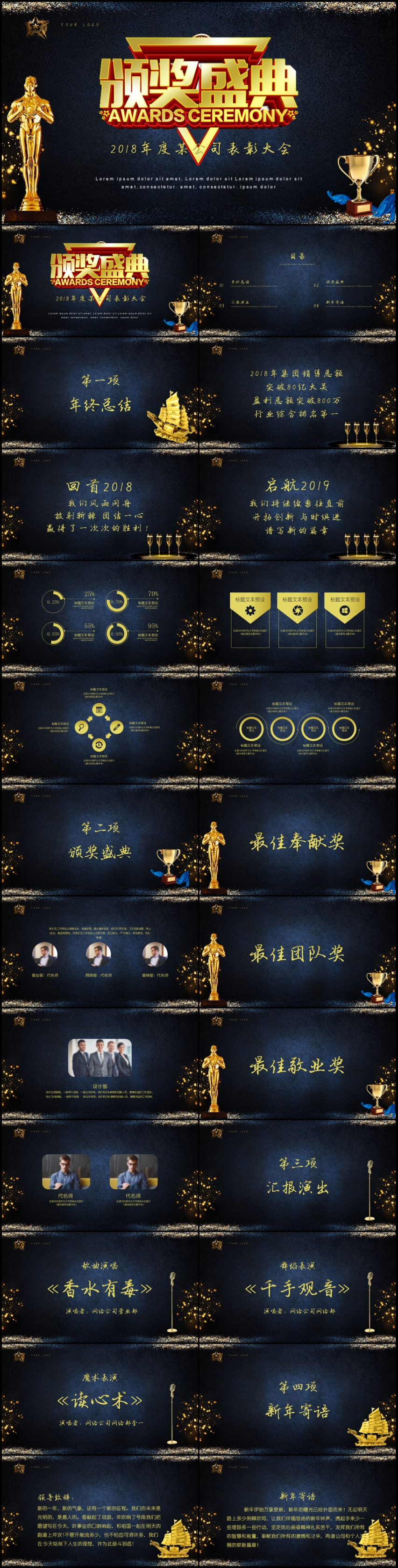 金色璀璨2018狗年頒獎(jiǎng)盛典PPT模板