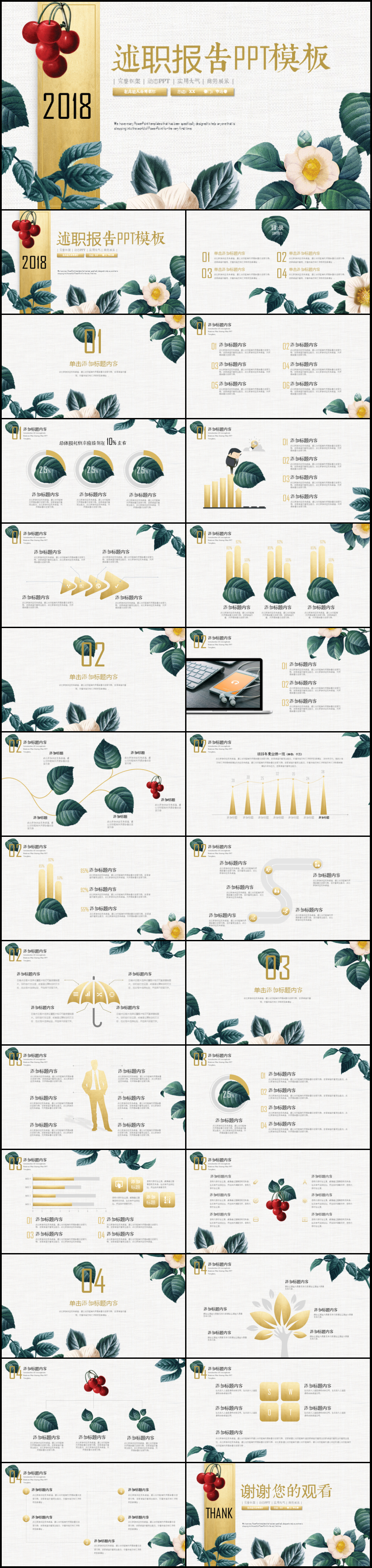 小清新述職報告通用PPT模板