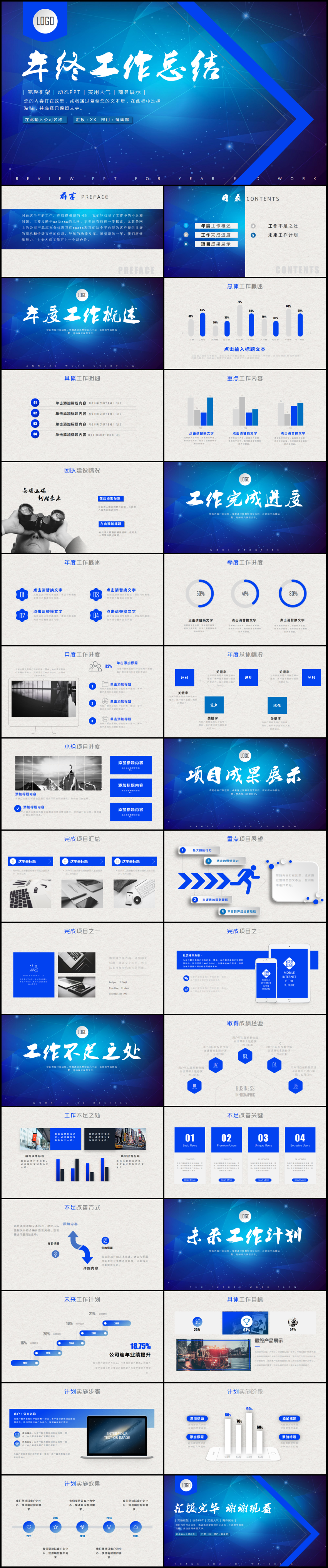藍(lán)色簡(jiǎn)約2018年工作總結(jié)年終總結(jié)PPT模板