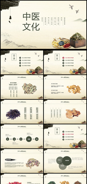 古香古色中醫(yī)藥材養(yǎng)生文化ppt動(dòng)態(tài)模板