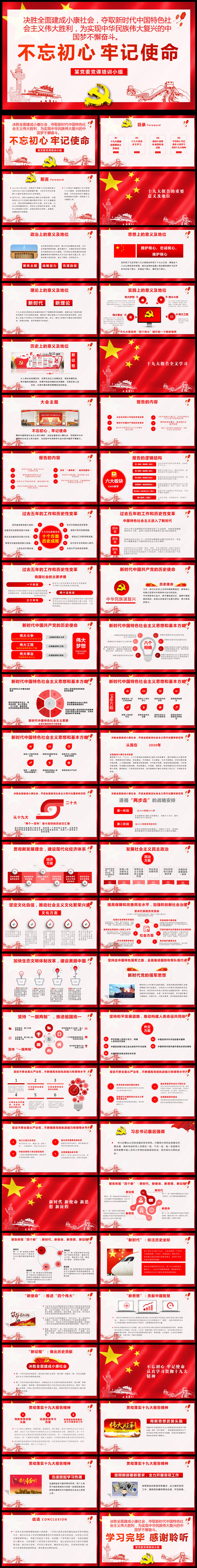 精美大氣黨的十九大不忘初心牢記使命PPT模板