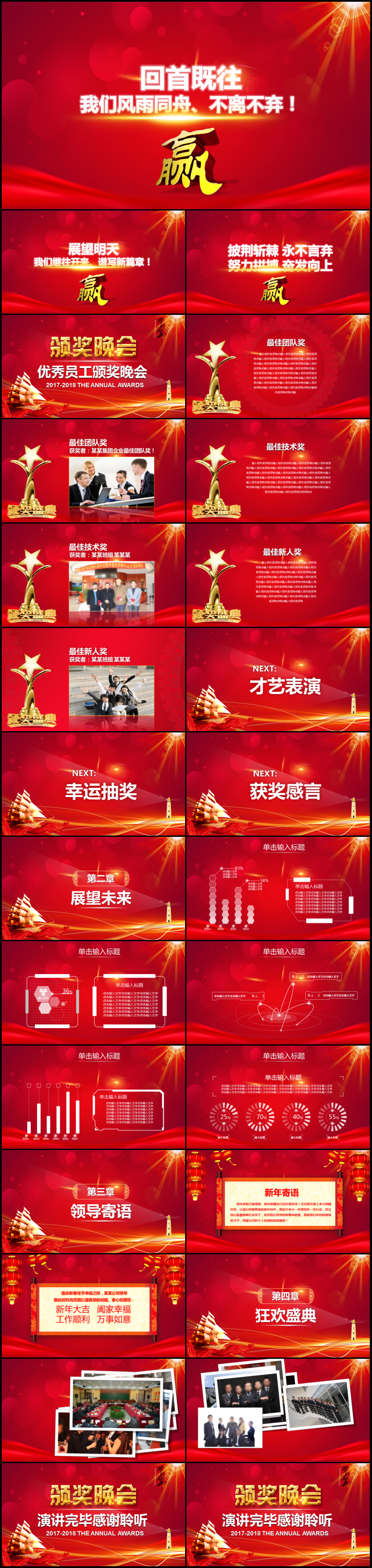 贏戰(zhàn)狗年2018企業(yè)年會(huì)頒獎(jiǎng)典禮PPT模板