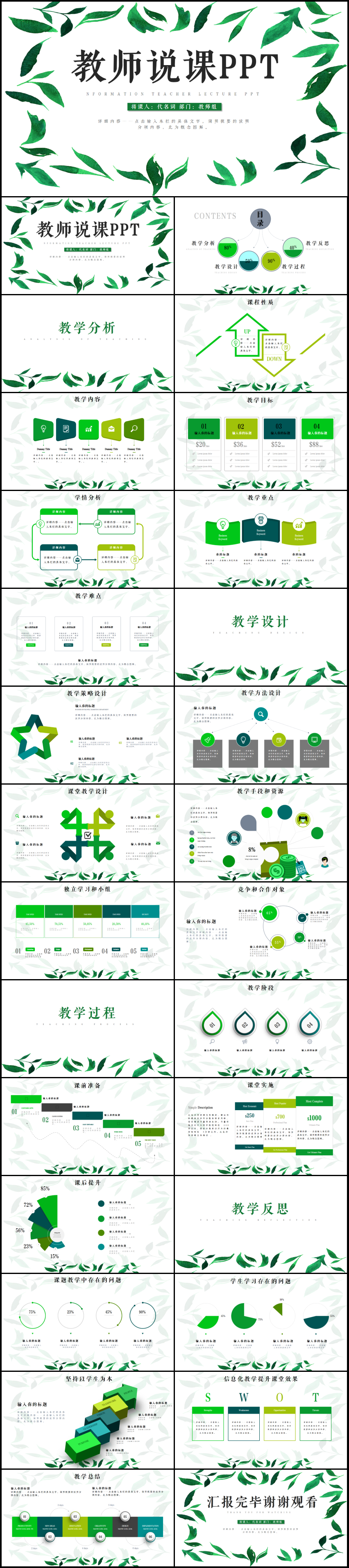 清新綠色課程設(shè)計(jì)教師說(shuō)課PPT模板