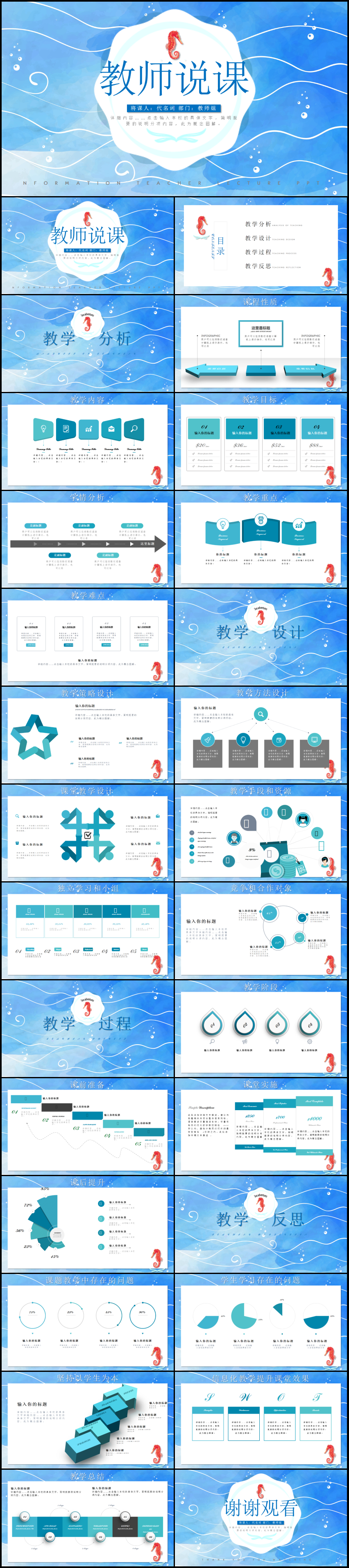 完整教育教學(xué)課程設(shè)計(jì)教師說課PPT模板