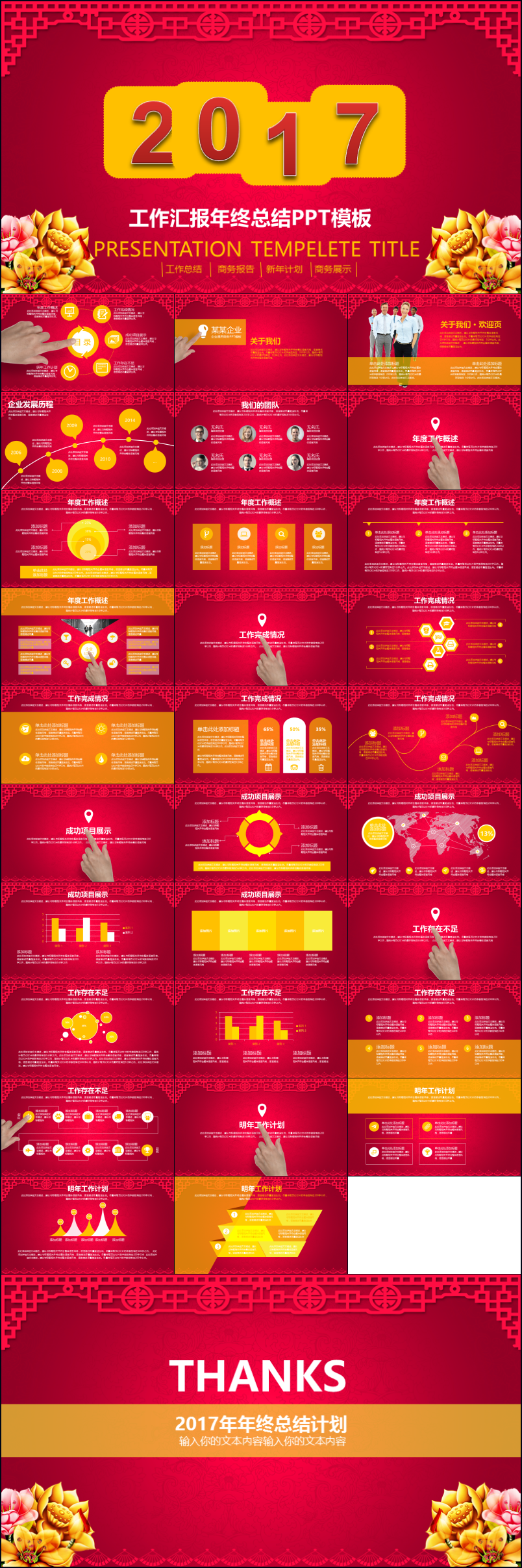 紅黃色調(diào)實(shí)用年終總結(jié)匯報(bào)PPT模板