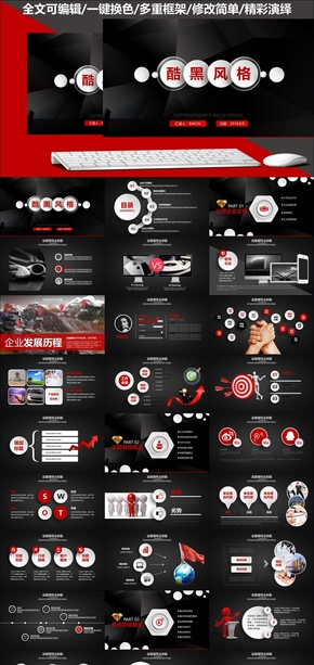 黑色酷黑風格總結(jié)匯報述職招商企業(yè)簡介PPT模板