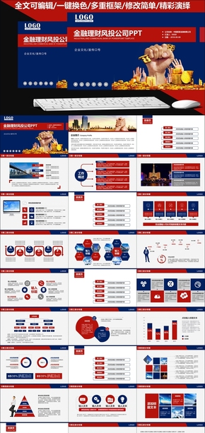 紅藍(lán)動感金融理財(cái)風(fēng)投公司PPT模板