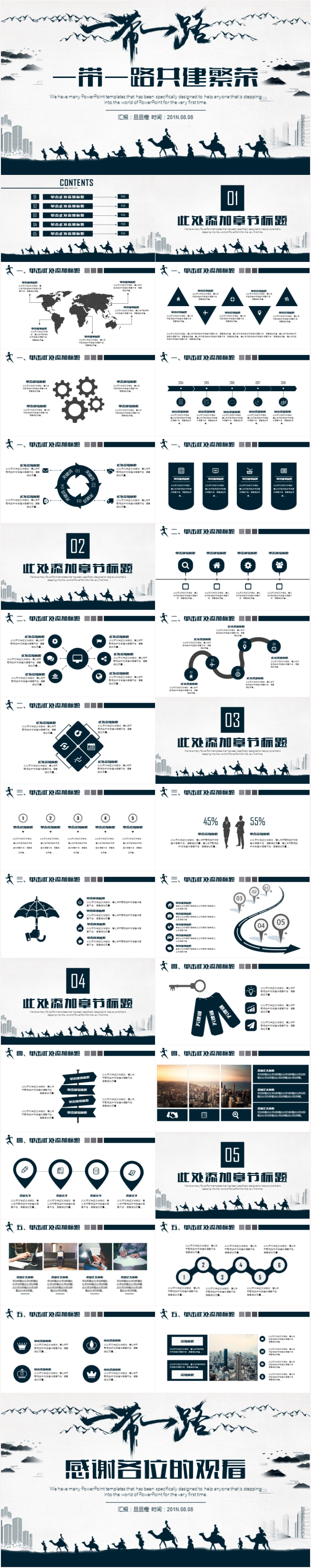 一帶一路絲綢之路國際合作高峰論壇ppt模板