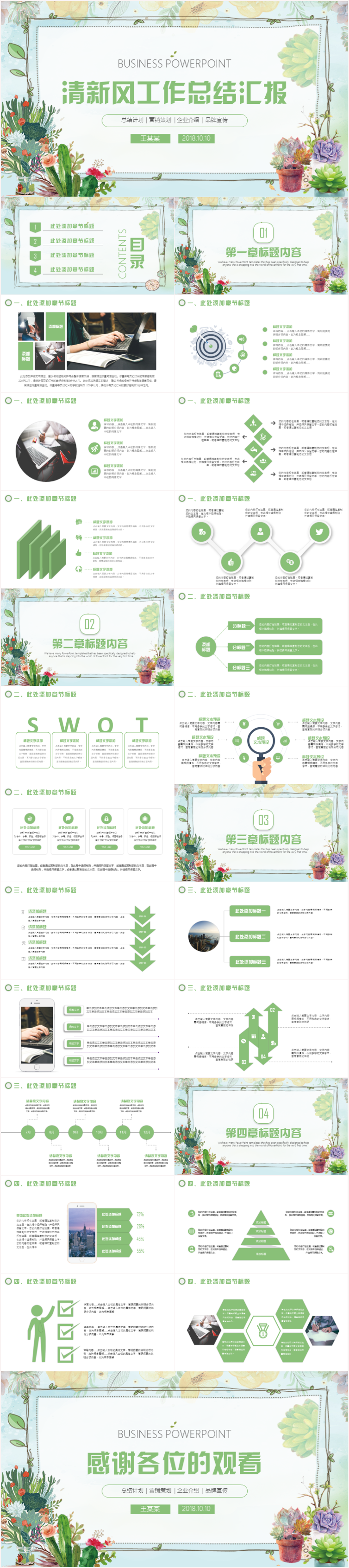 清新大氣年終工作總結(jié)計劃匯報述職報告PPT模板