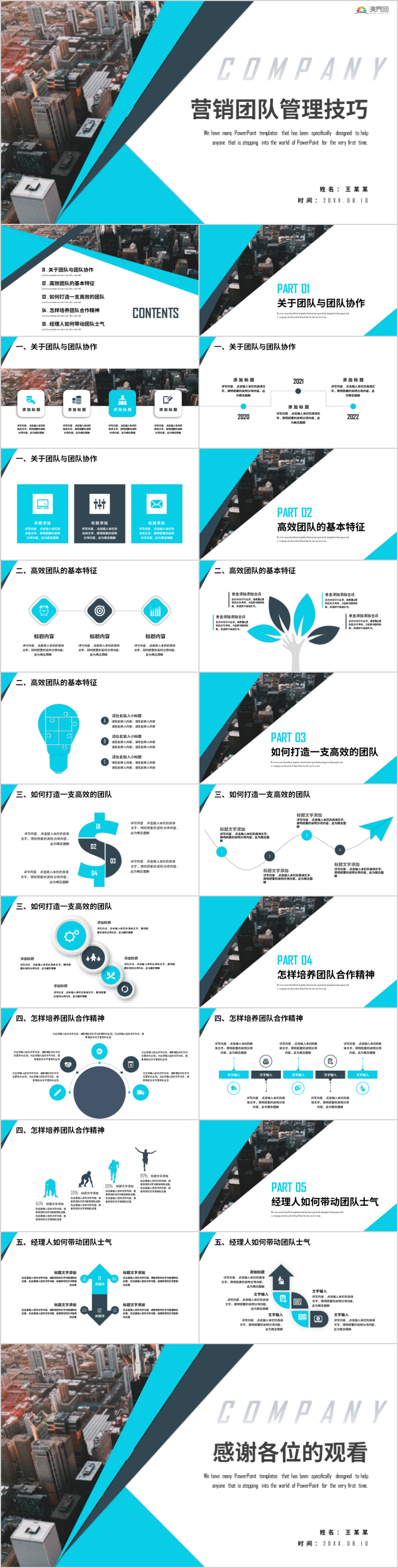 企業(yè)培訓營銷團隊管理技巧員工PPT模板