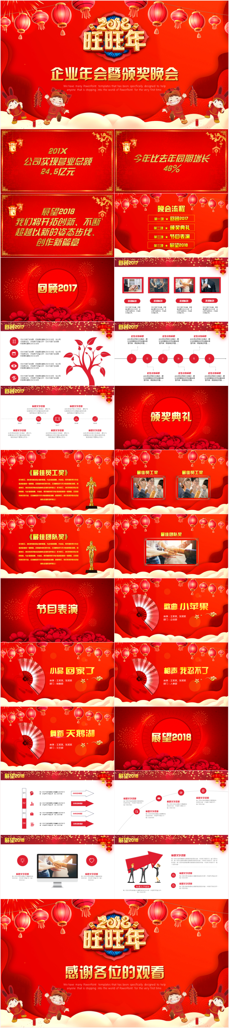 公司年會新年慶典年終匯報(bào)崗位述職表彰頒獎(jiǎng)精美模板