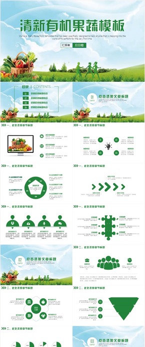 綠色健康有機無公害果蔬農產(chǎn)品蔬菜宣傳工作匯報計劃PPT模板