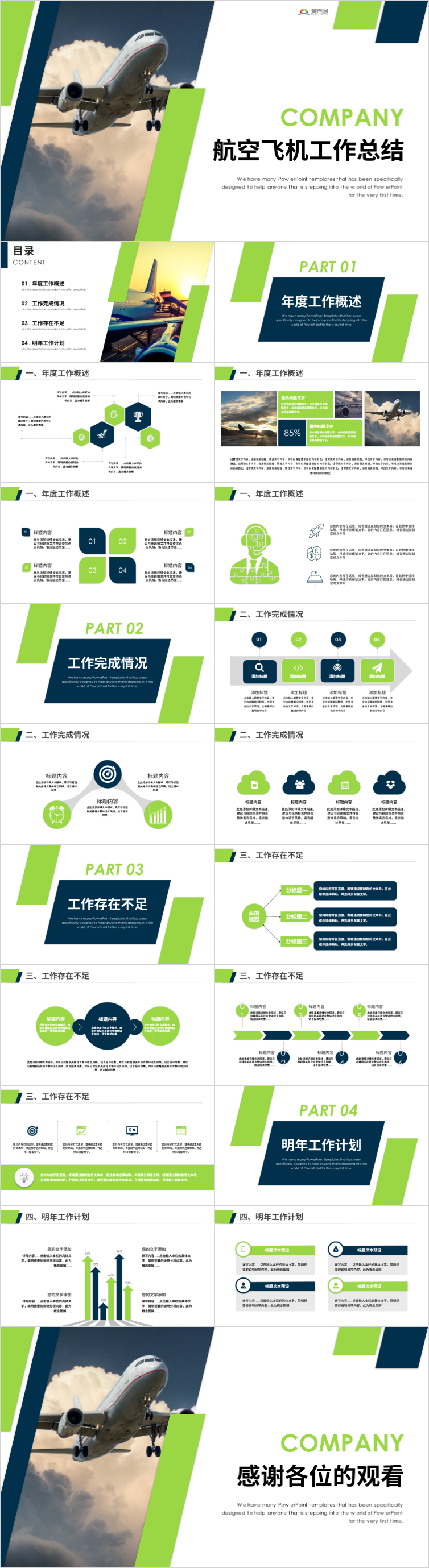 航空飛機(jī)航班空運(yùn)航空公司航空物流總結(jié)匯報(bào)PPT模板