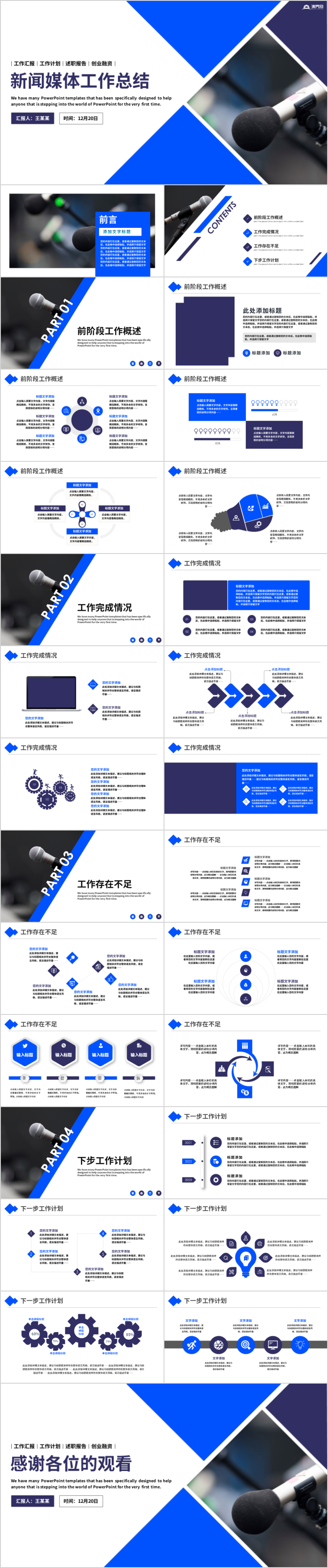 簡約新聞報告記者采訪工作總結PPT 新聞媒體工作通用模板