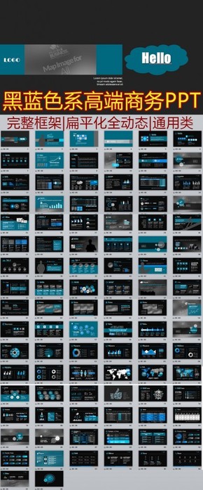 電子商務類高端黑色商務匯報，計劃總結類PPT
