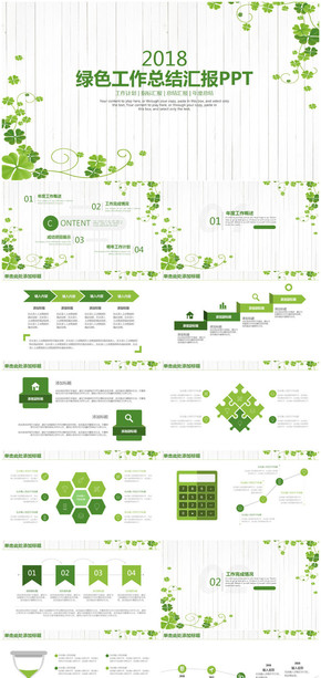 綠色小清新木紋商務(wù)工作總結(jié)匯報PPT模板
