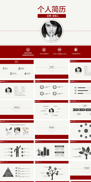 紅色大氣個(gè)人求職競(jìng)聘簡歷PPT模板