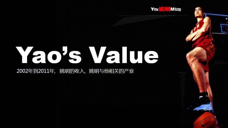 体育明星姚明收益分析_高档简约商务ppt模板