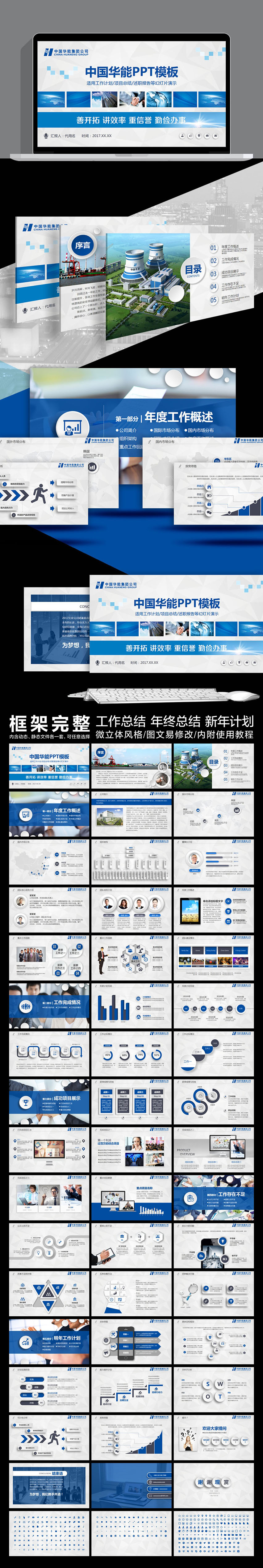 微立體中國華能集團公司動態(tài)PPT專用模板 述職報告 工作總結(jié) 工作匯報 年終總結(jié) 新年計劃