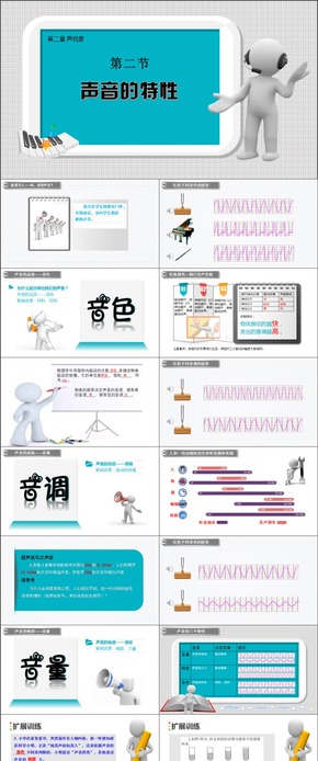 動(dòng)態(tài)3D小人版聲情并茂人教版八年級(jí)上物理第二單元聲現(xiàn)象第二節(jié)聲音的特性精品公開課課件（4比3）