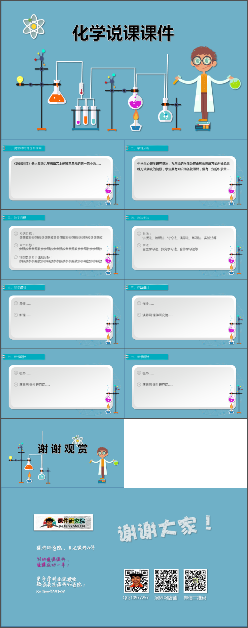 中小學(xué)教師通用動態(tài)化學(xué)說課課件模板