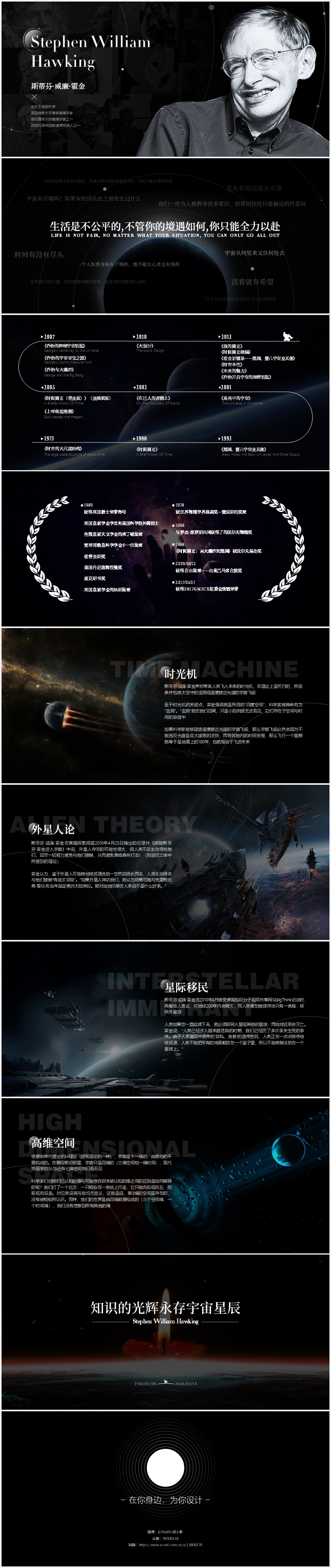 【P風(fēng)小影 Redesign】霍金逝世紀(jì)念寬屏幻燈片