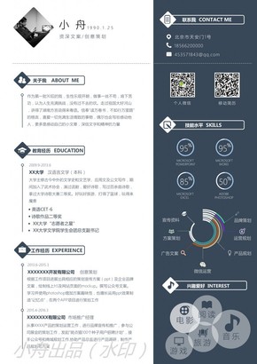 2016個人簡歷，簡約，清新，職場必備，可直接打印