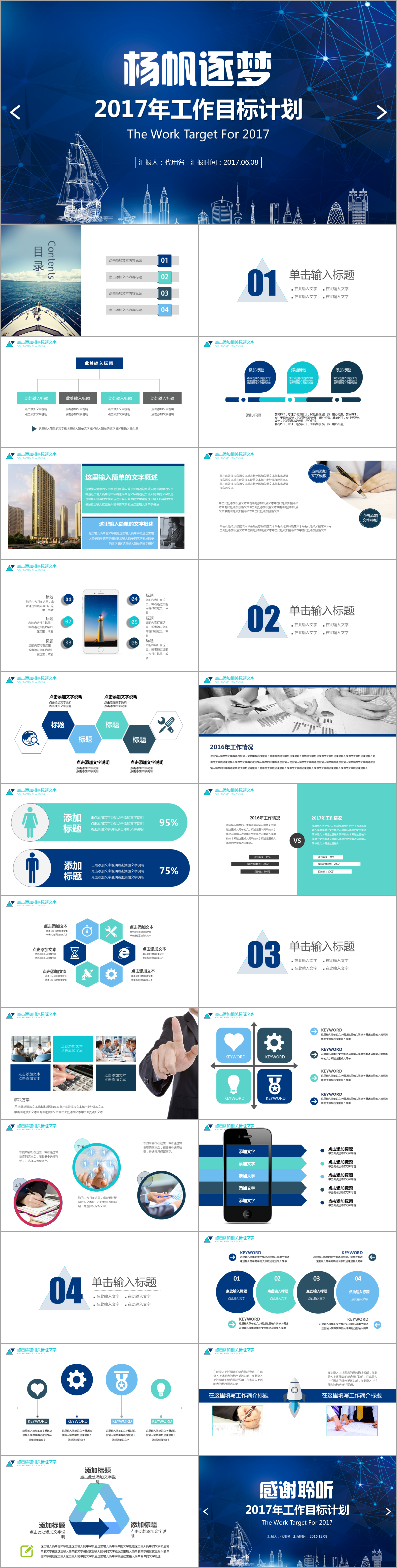 楊帆逐夢(mèng)商務(wù)藍(lán)色大氣2017工作計(jì)劃目標(biāo)宣講匯報(bào)述職報(bào)告PPT動(dòng)態(tài)模板