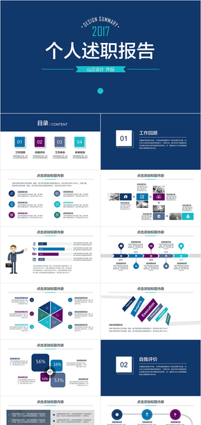 2017沉穩(wěn)大氣個人述職報告工作總結PPT模板