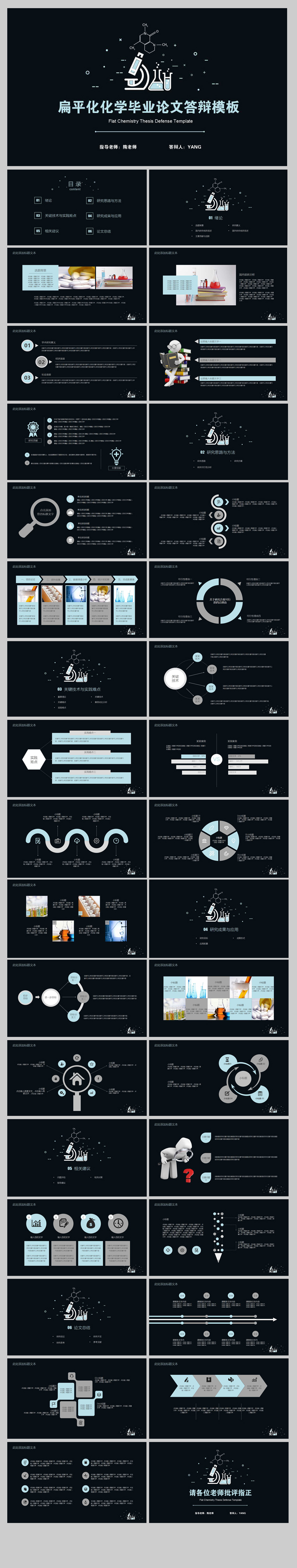 2017扁平化化學(xué)畢業(yè)論文答辯PPT模板