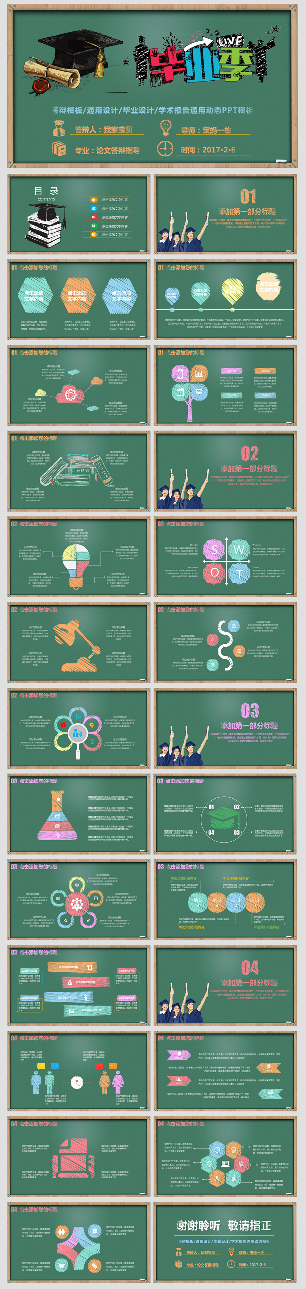 黑板粉筆字畢業(yè)論文設計ppt模板