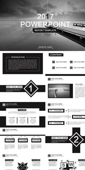2017黑白簡約企業(yè)培訓(xùn)商務(wù)匯報(bào)PPT模板【動靜雙套】