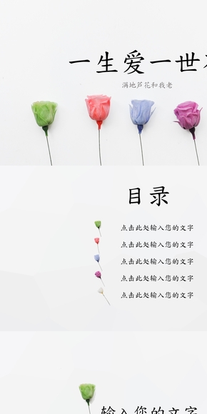 白背景上的花 一生愛(ài)一世花 簡(jiǎn)約文藝 ppt模板