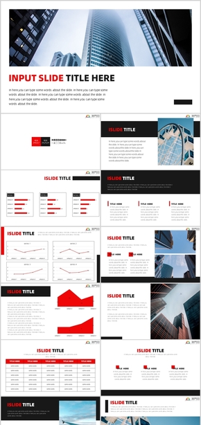  Black red high contrast flat business data type PPT template