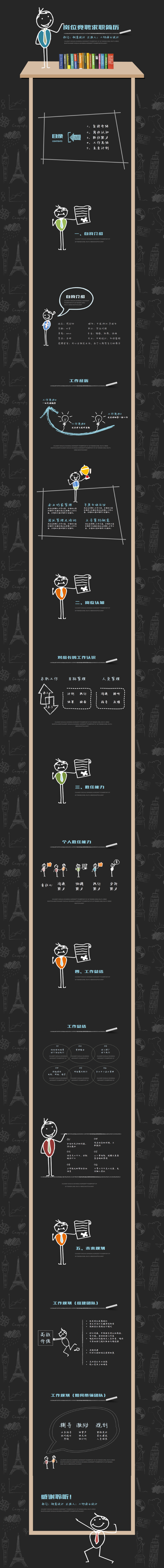 創(chuàng)意卡通手繪內(nèi)容完整競聘求職簡歷